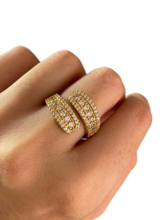 Anillo ajustable dorado con circonias