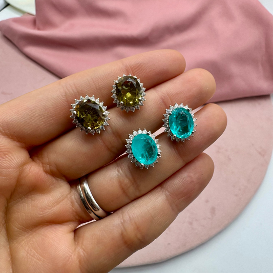 Aretes Ovalados (Zultanita o Paraiba cultivada)