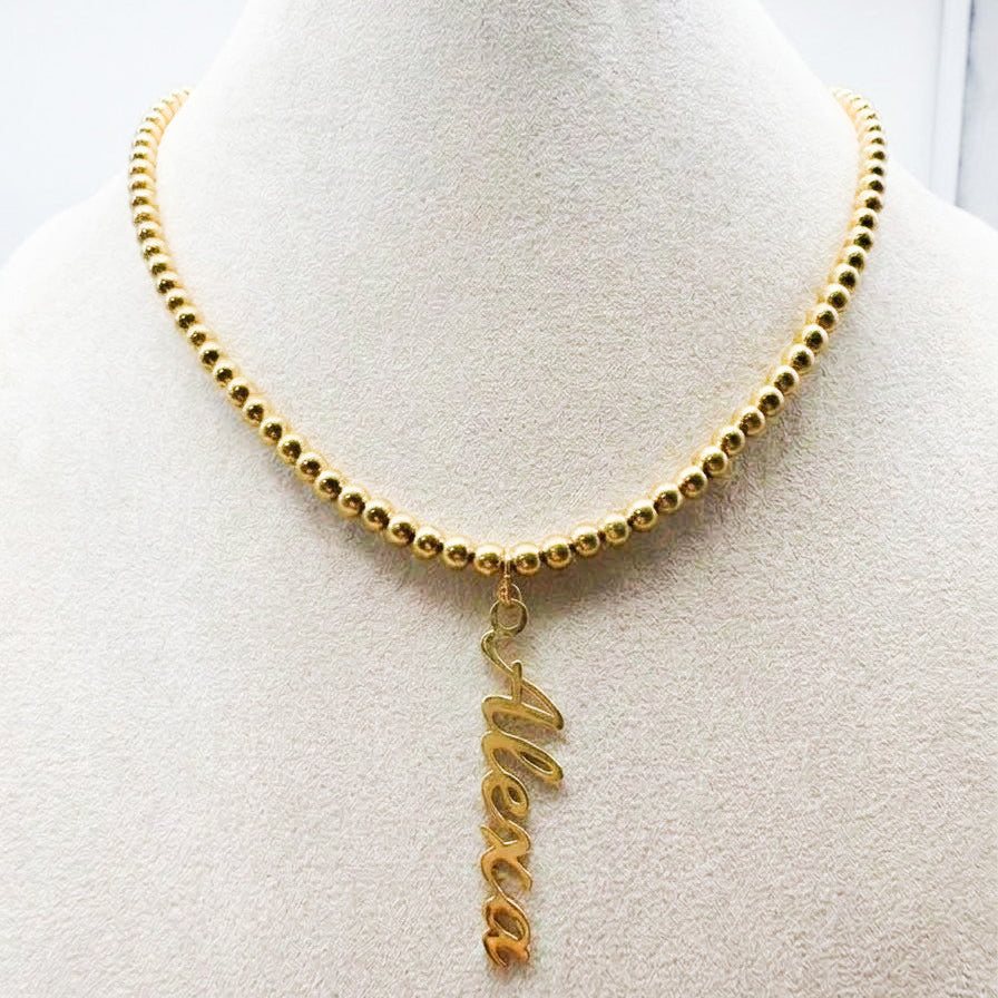COLLAR DE BOLITAS + NOMBRE PERSONALIZADO