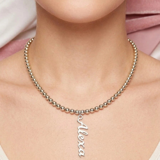 COLLAR DE BOLITAS + NOMBRE PERSONALIZADO