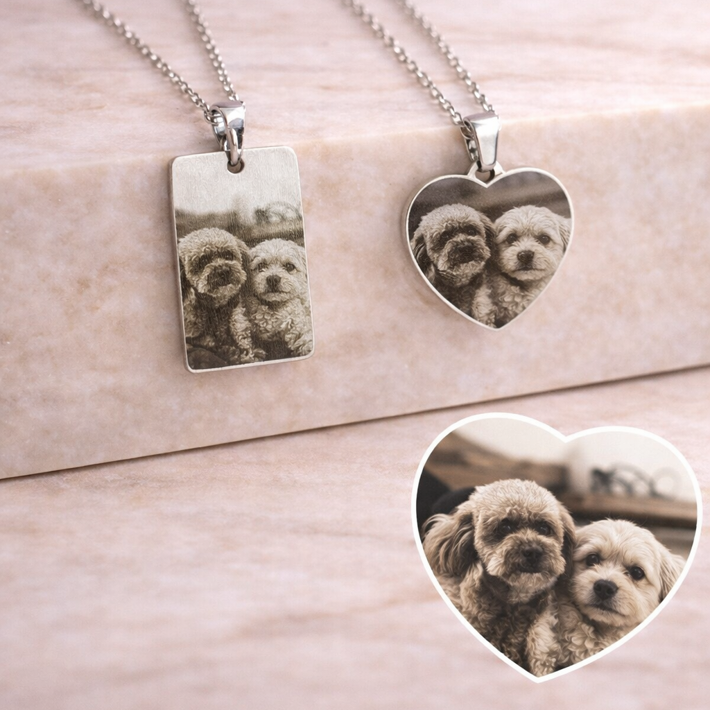 PAR COLLARES PERSONALIZADOS - CON TU FOTO GRABADA