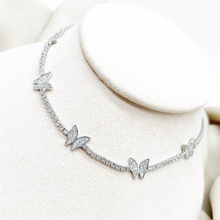 Butterfly zirconia choker