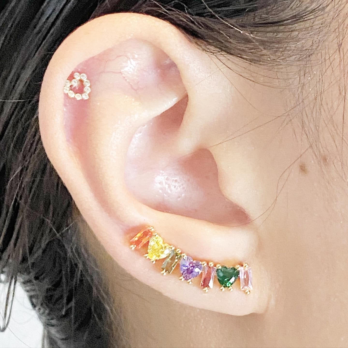 Colorful rainbow cluster earring