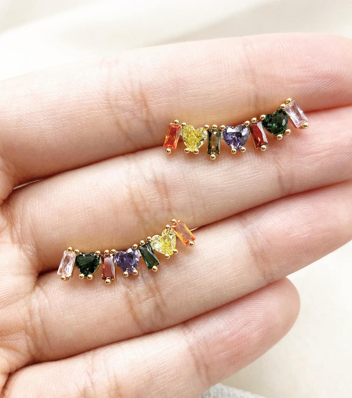 Colorful rainbow cluster earring