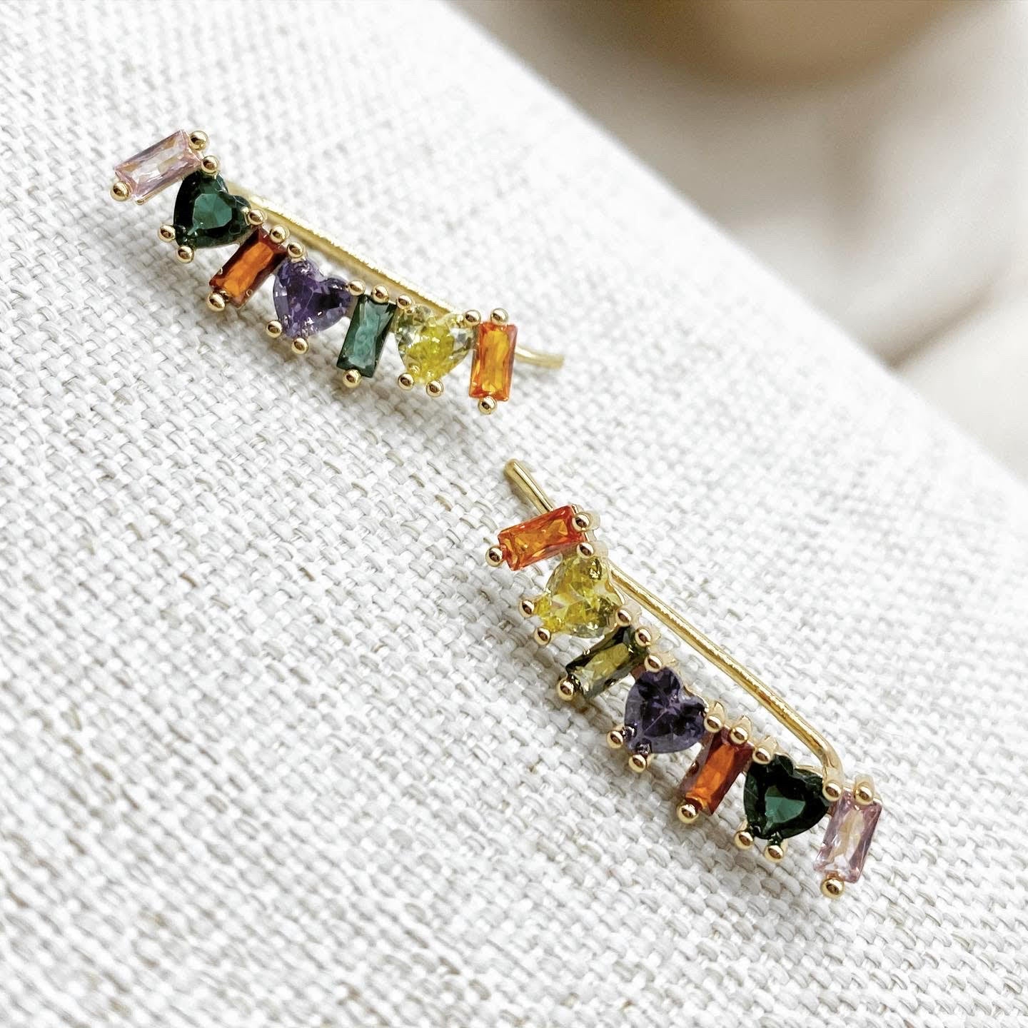 Colorful rainbow cluster earring