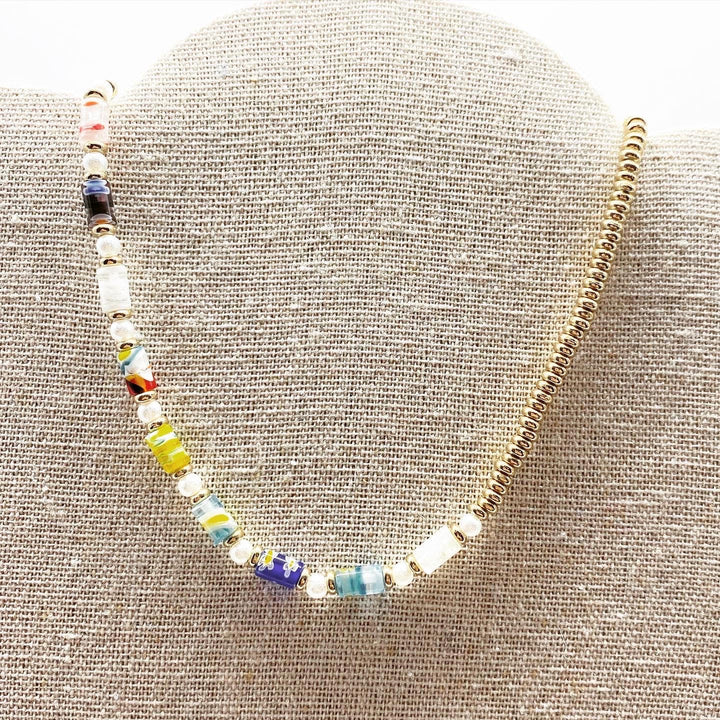Murano style half & half necklace